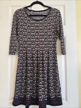 Tommy Hilfiger Black, White & Red Floral Fit-and-Flare Dress